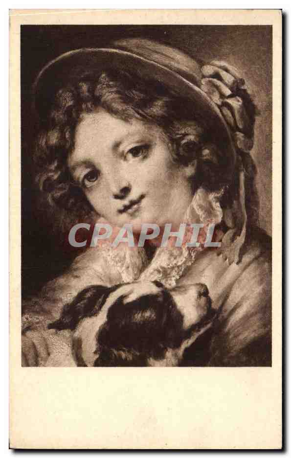 CPA Greuze La Petite Fille Au Chien Chien 