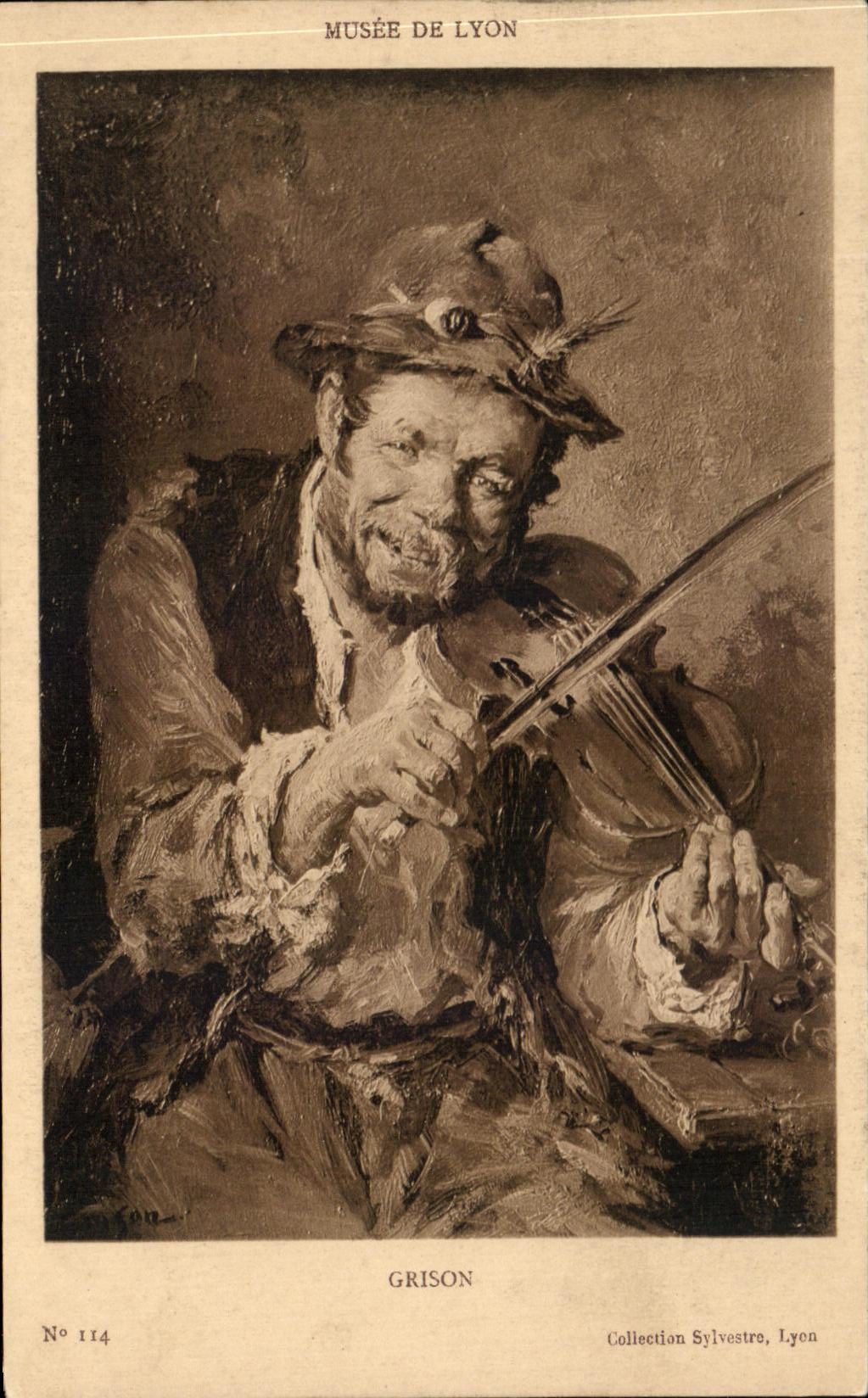 CPA Grison Musee de Lyon Violon 