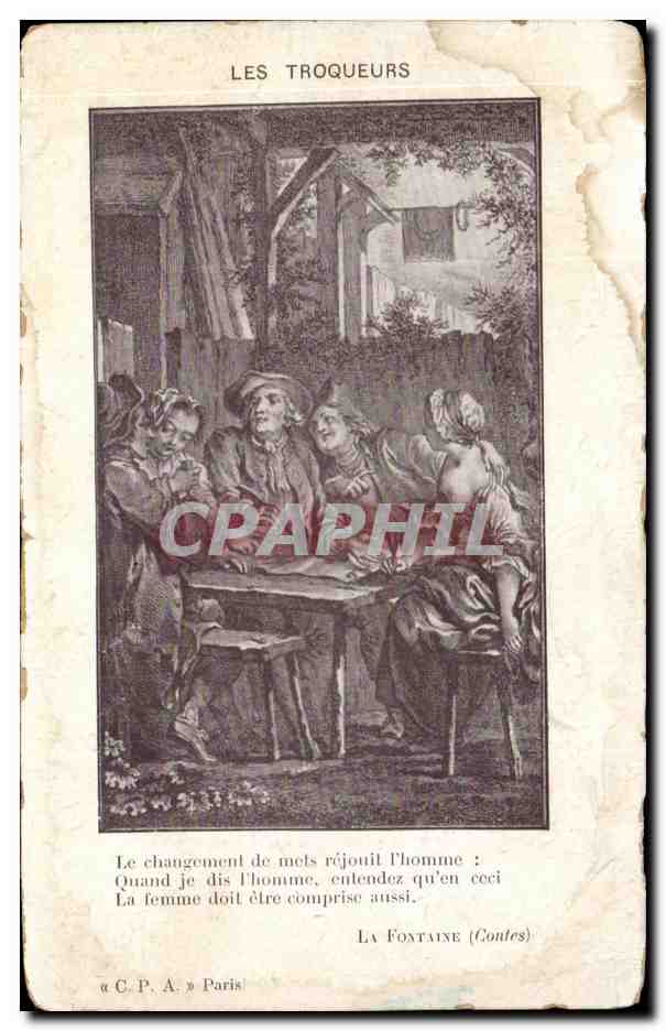 Les Troqueurs — La Fontaine (Contes) — C.P.A. Paris