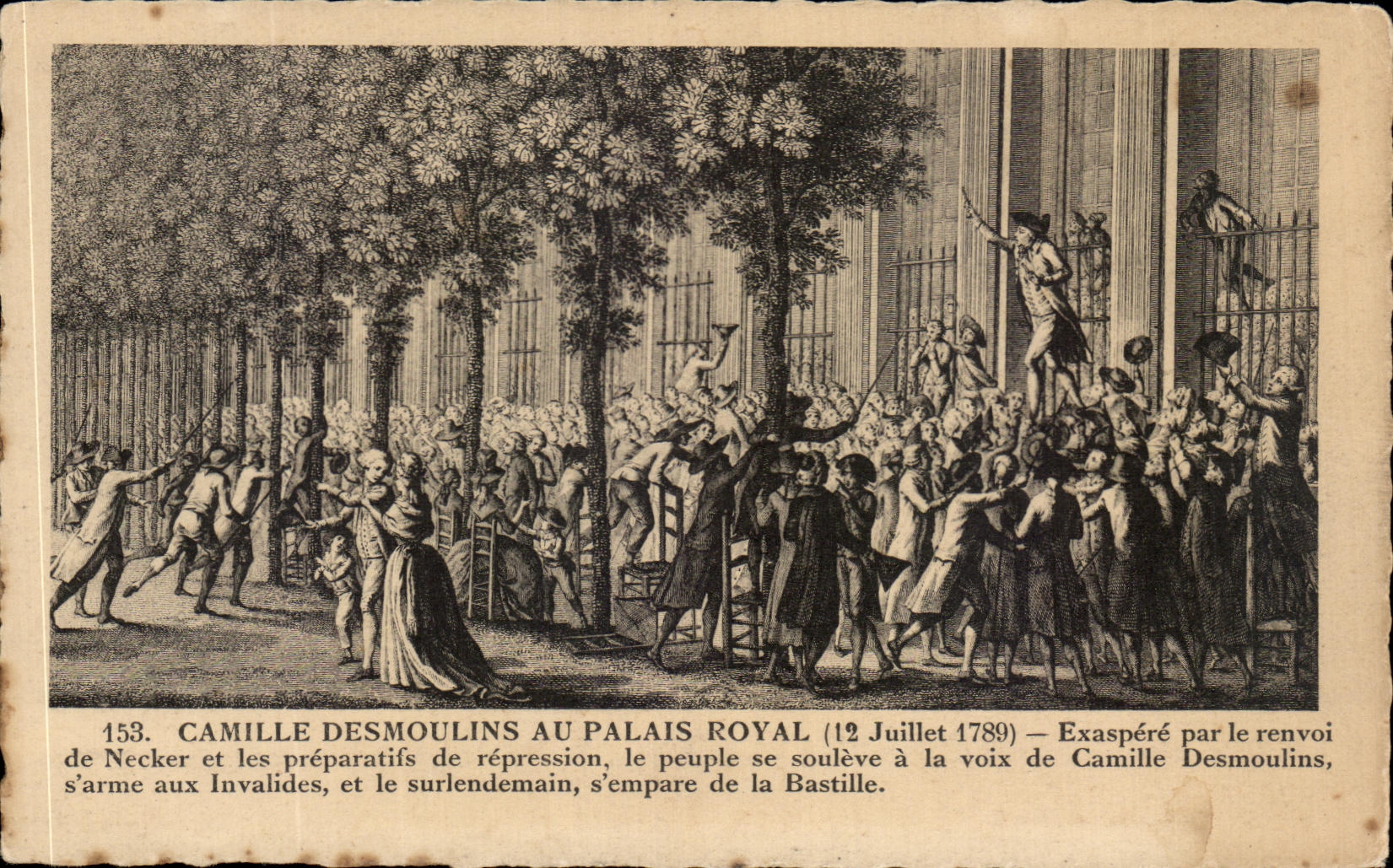 CPA Camille Desmoulins au Palais Royal Exaspere par le renvoi de Necker et les preparatifs de respression