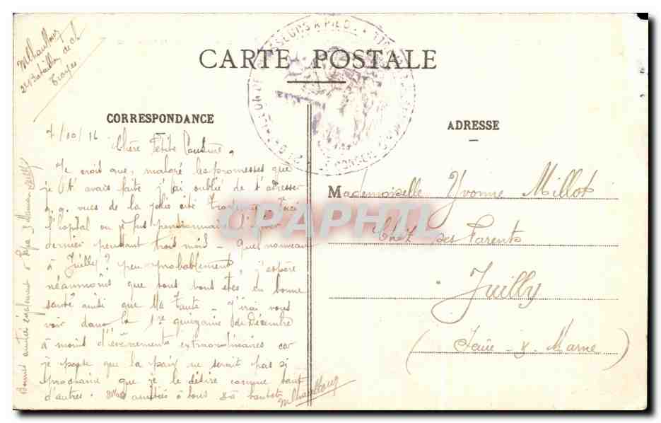 CPA Troyes Lycee de Filles Ecoles Professionnelle et de Dessin Enfants — Achterkant