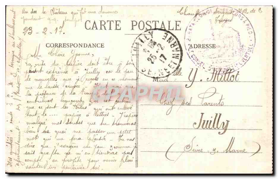 CPA Troyes Caserne Beurnonville Militaria  — Rückseite