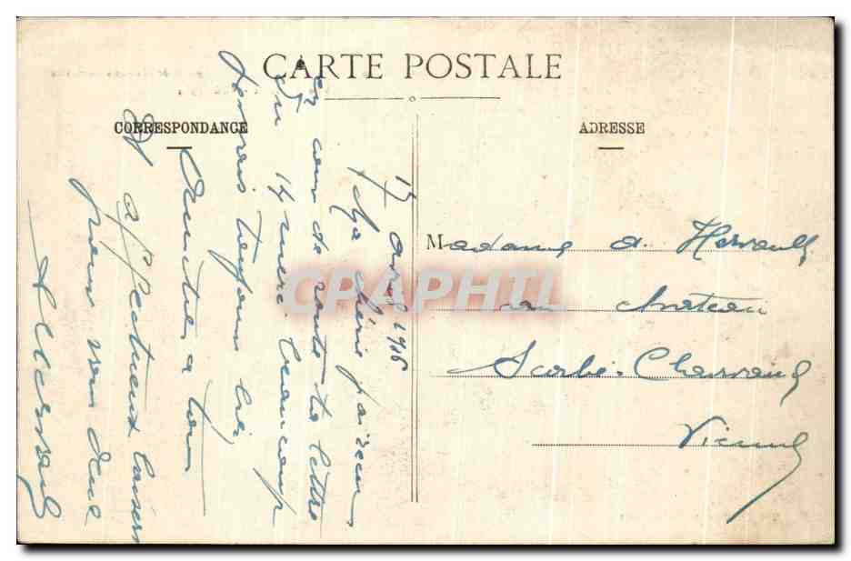 CPA Environs de Luneville Crevic Un groupe de Maisons detruites Vue d'arriere Aout 1914 — Verso