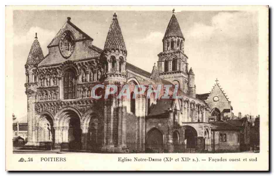 CPA Poitiers Eglise Notre Dame Facades Ouest et sud