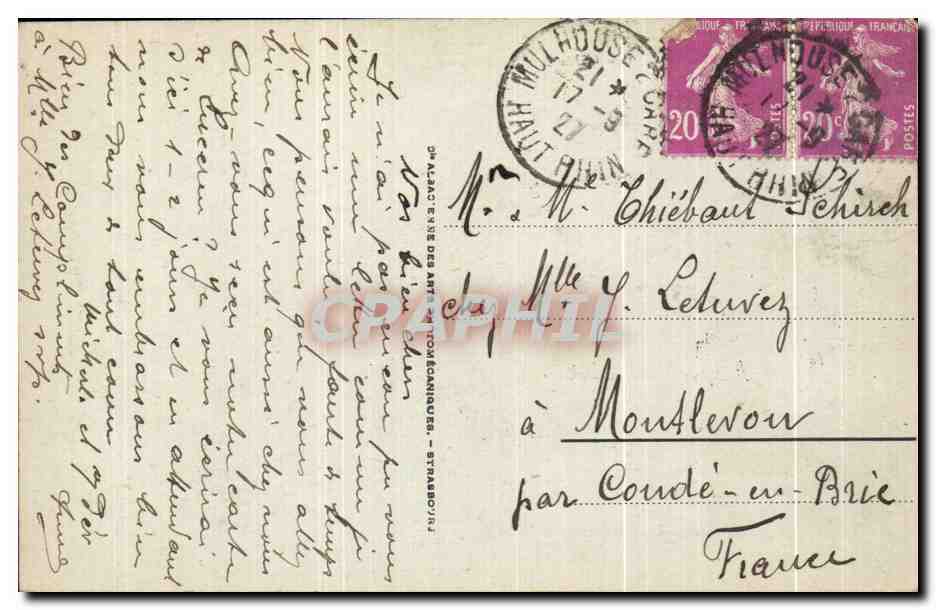 Mulhouse - L'Hôtel des Postes et le Canal — éditeur DR. ALACZ ÉVRES DES ARTS — n°4 — Rückseite