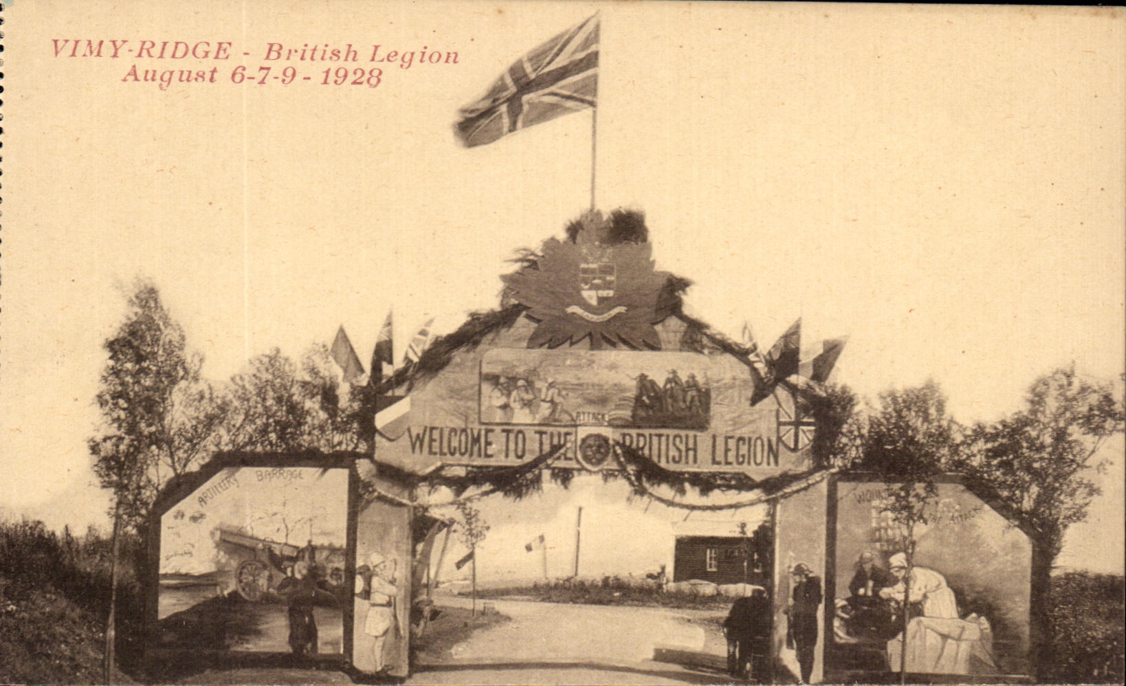 CPA Vimy Ridge British Legion August 1928 Militaria