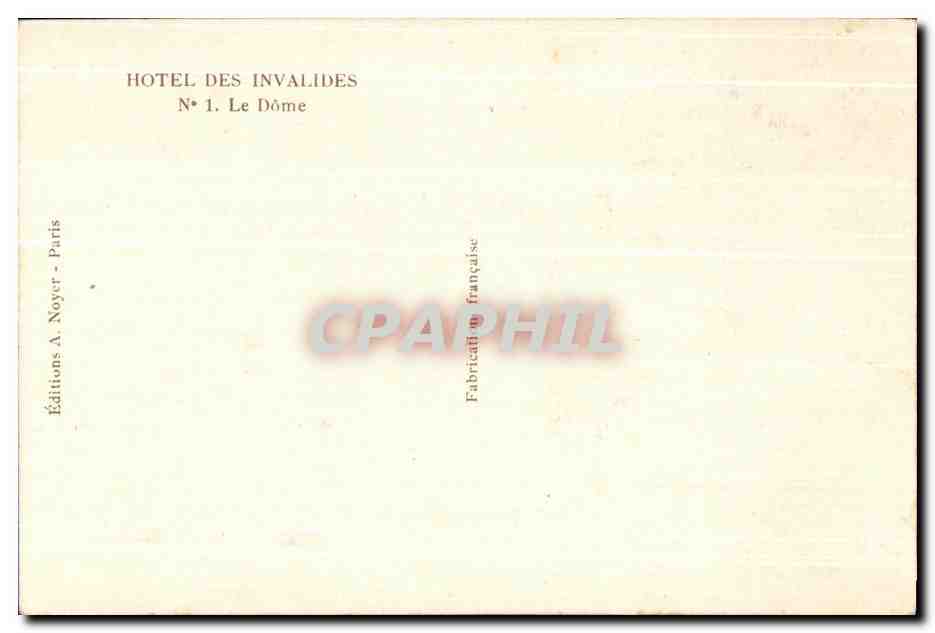 CPSM Hotel Des Invalides Le Dome — Rückseite