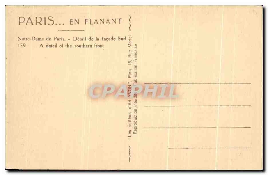 CPA Paris En Flanant Notre Dame de paris Detail de la facade sud  — Verso