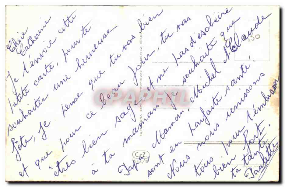 CPA Enfant lapin Ane Soucoupe volante OVNI Vernet — Verso