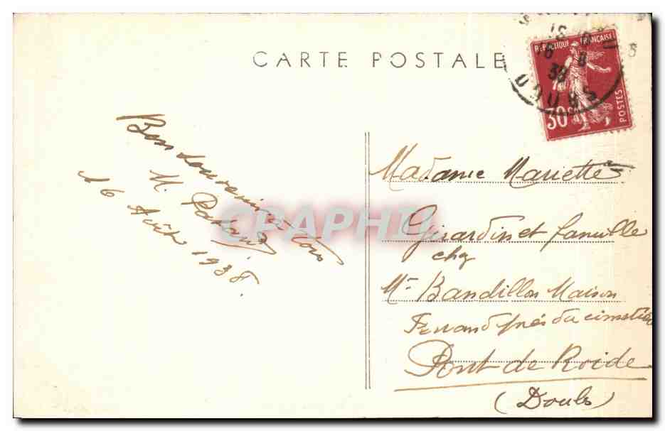 Frontière Franco-Suisse — Premier Bassin du Doubs — L'Echo — Combier & Macdon — Coll. Ragain — Verso