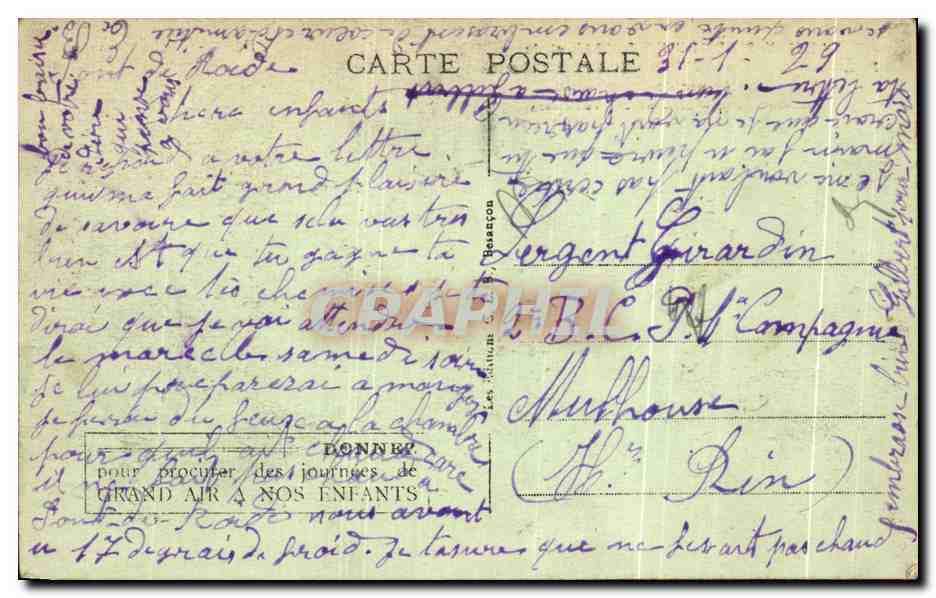 Préventorium de Rougemont (Doubs) — Office d'Hygiène Sociale et de Préservation Antituberculeuse — Fondation Marquis de Monstier - Veil-Picard — Rückseite