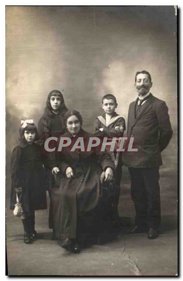 CARTE PHOTO Femme et famille 