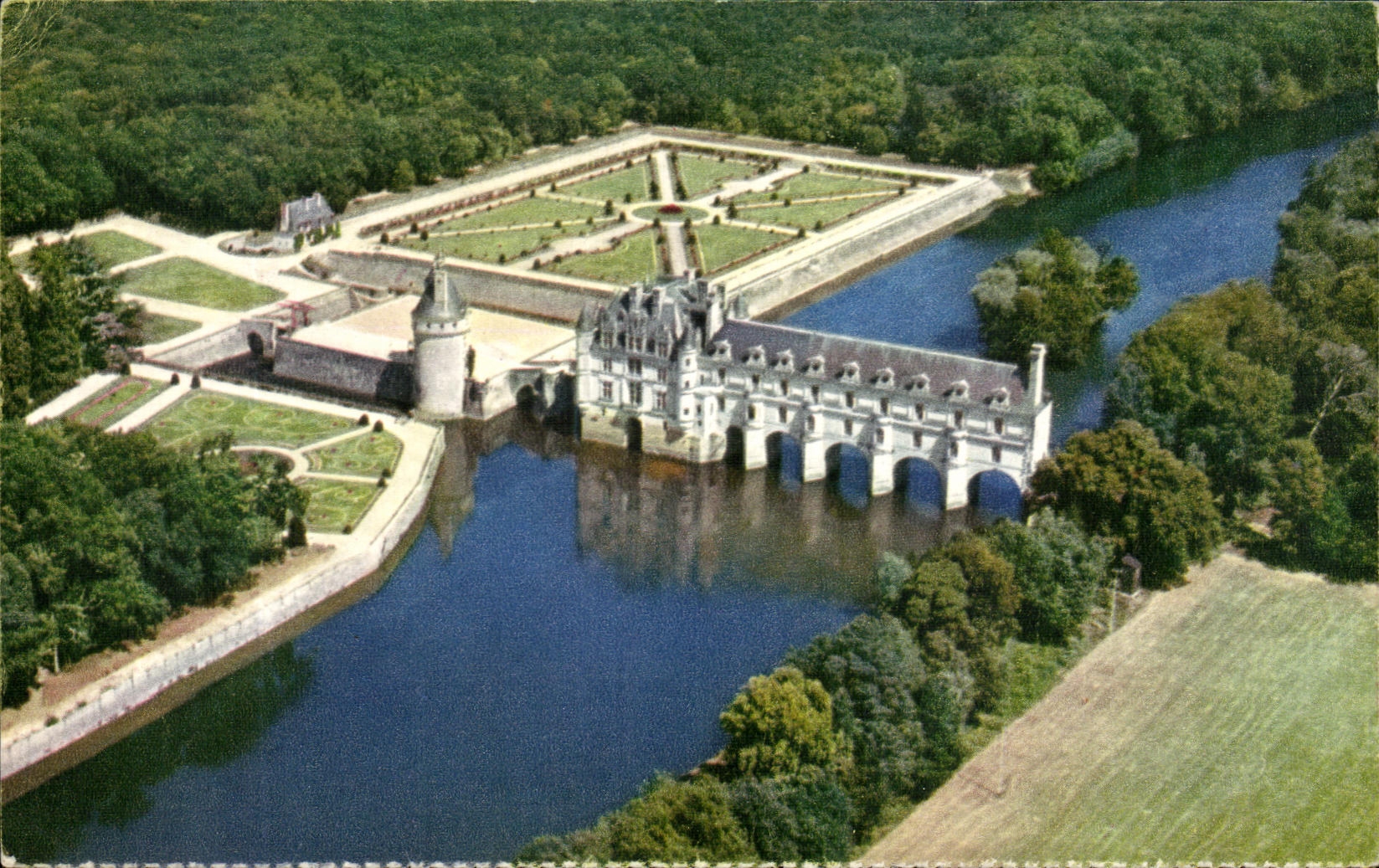 CPSM Le Chateau De Chenonceaux Sur Les Bords De Loire Via Paris Par Air France