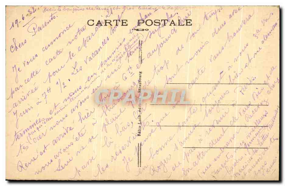 CPA Strabourg Quai des Pecheurs — Verso