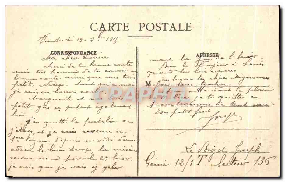 CPA Nancy Palais du Government Construit Par General Commandant le Corps d'Armee — Verso