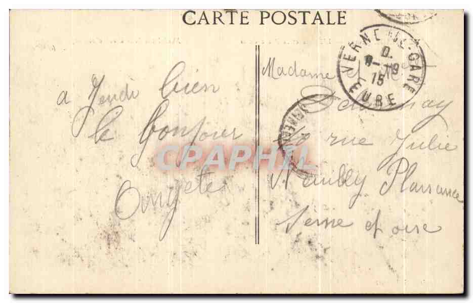 Verneuil (Eure) — L'Église et la Place de la Madeleine (vue à vol d'oiseau) — Librairie G. Brault — Rückseite