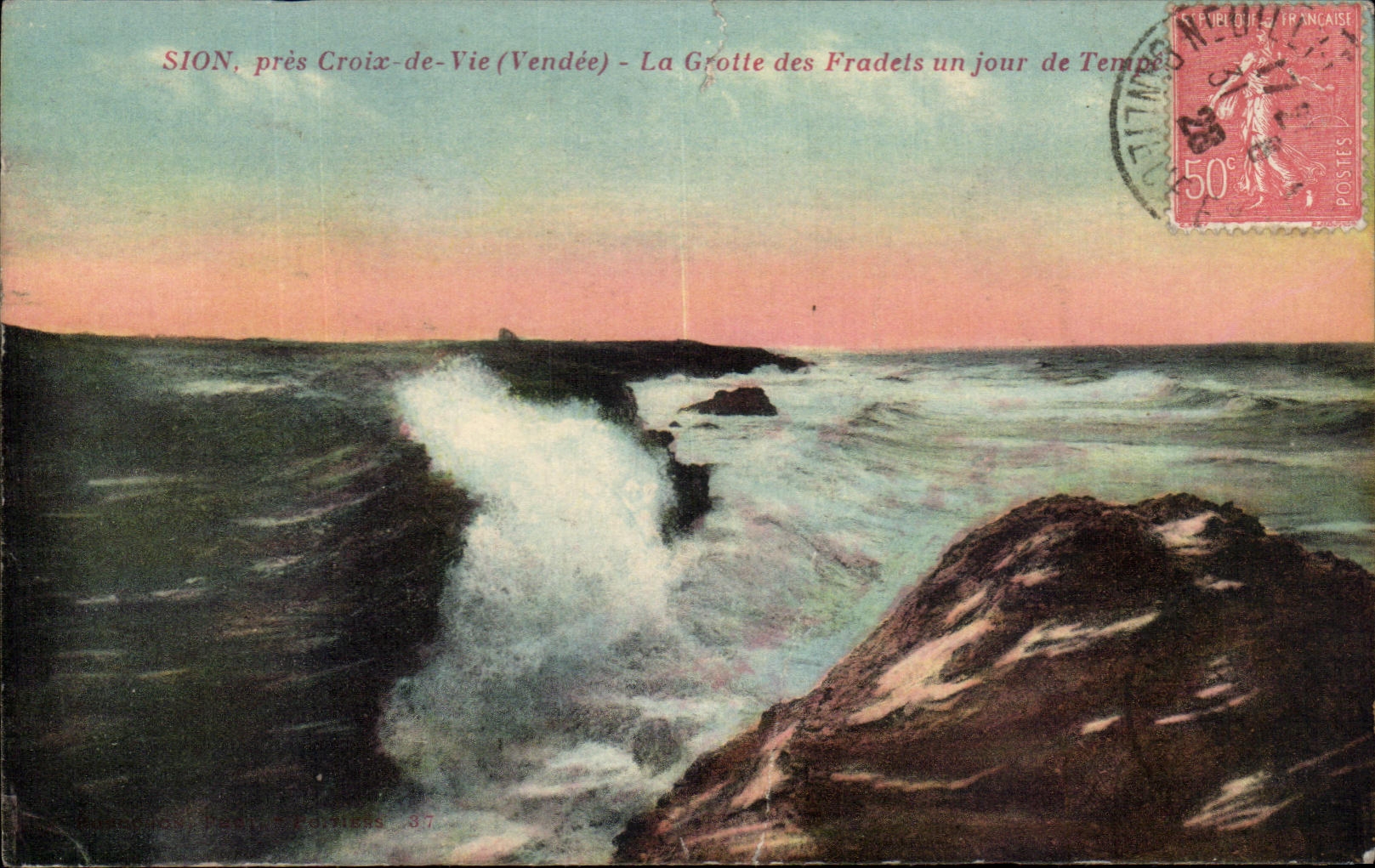 CPA Sion pres Croix de Vie La Grotte des Fradets un jour de Temps