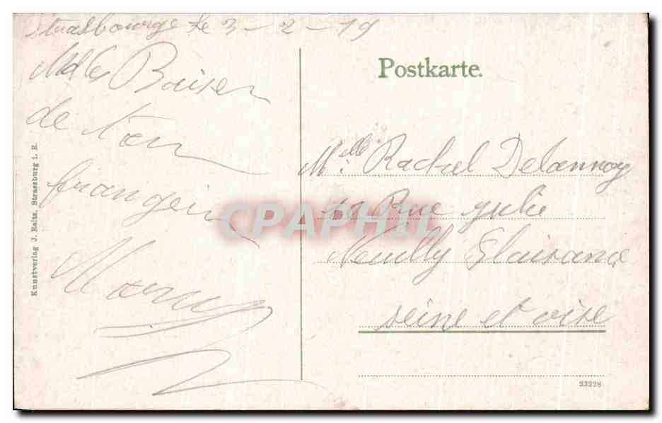 CPA Strasburg Els Bauernhaus in der Orangerie — Rückseite