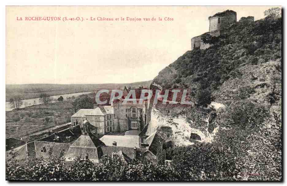 CPA La Roche Guyon Le Chateau et le Donjon vus de la Cote