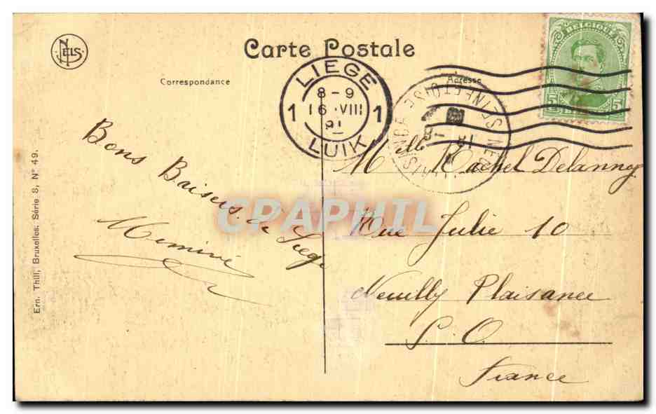CPA Liege Place Saint Lambert et palais de Justice Tramways — Rückseite
