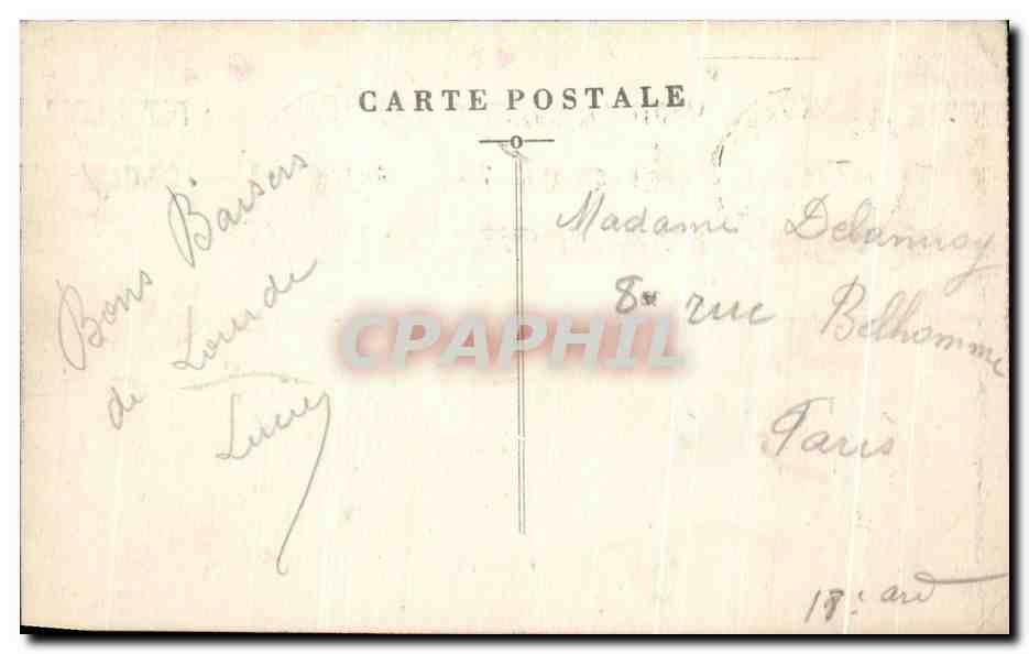 CPA Lourdes La Basilique et la Vlerge — Verso