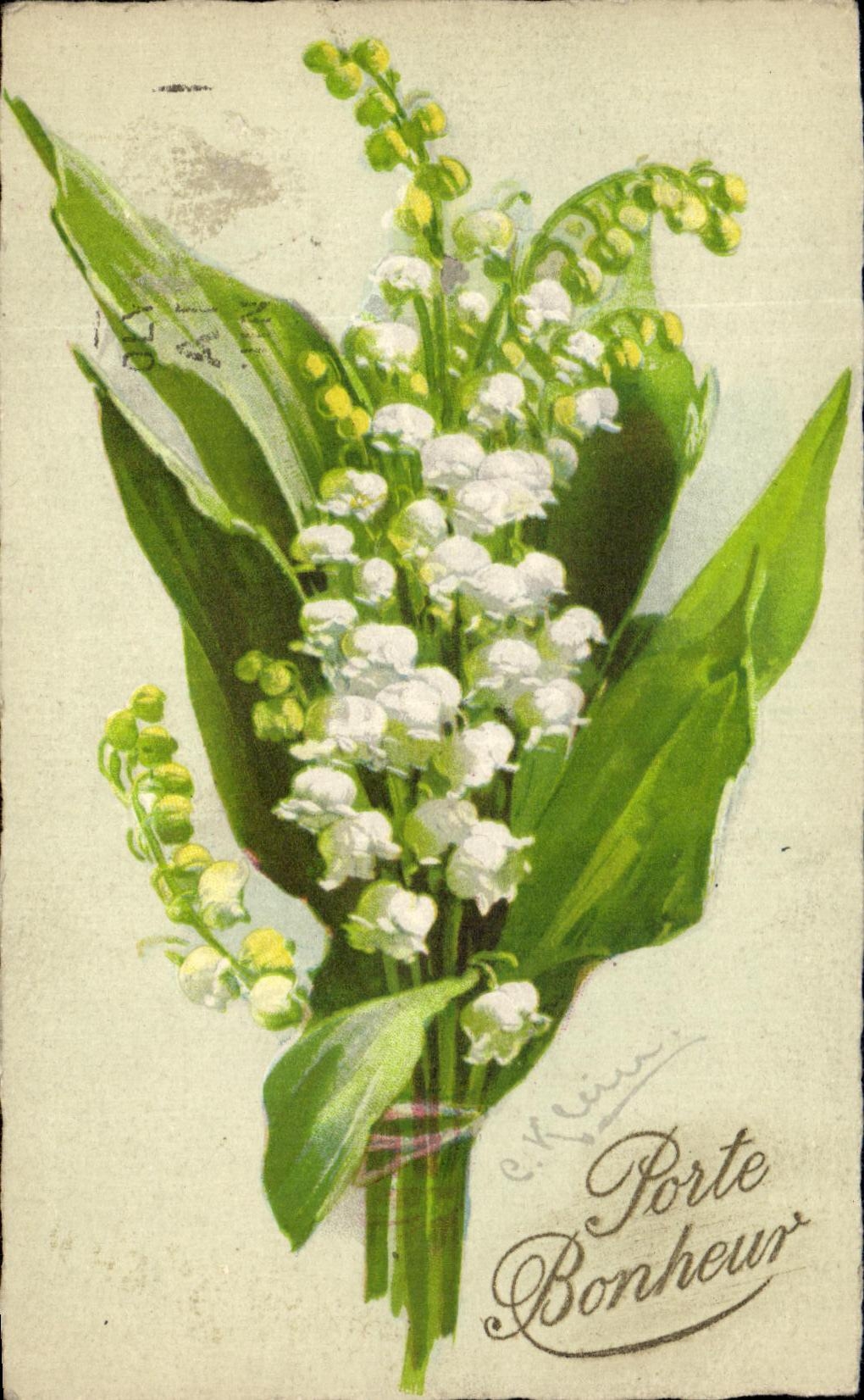 CPA Porte Bonheur Fleurs muguet