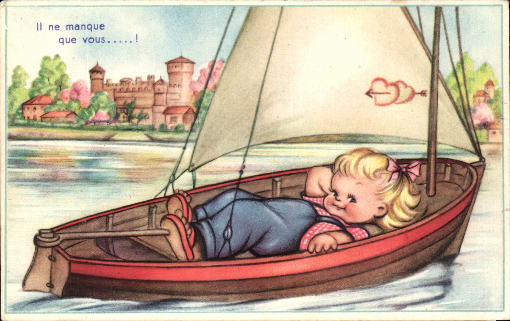 CPA Il ne manque que vous Enfant Bateau 