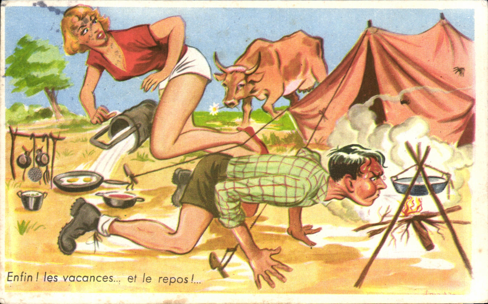 Vacances et repos — caricature — Photochrom, n° 351