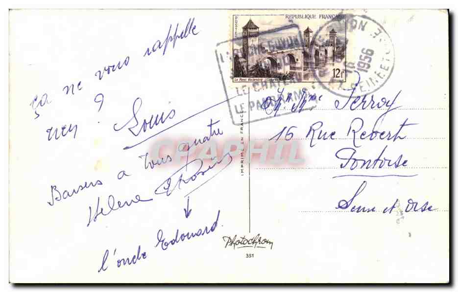 Vacances et repos — caricature — Photochrom, n° 351 — Rückseite