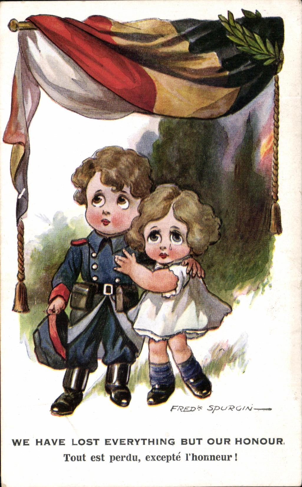 Deux enfants sous le drapeau belge — Fred's Spurgin — Inter-art Co. Red Lion Square, London, W.C. — Série 'COMRADE' No. 904