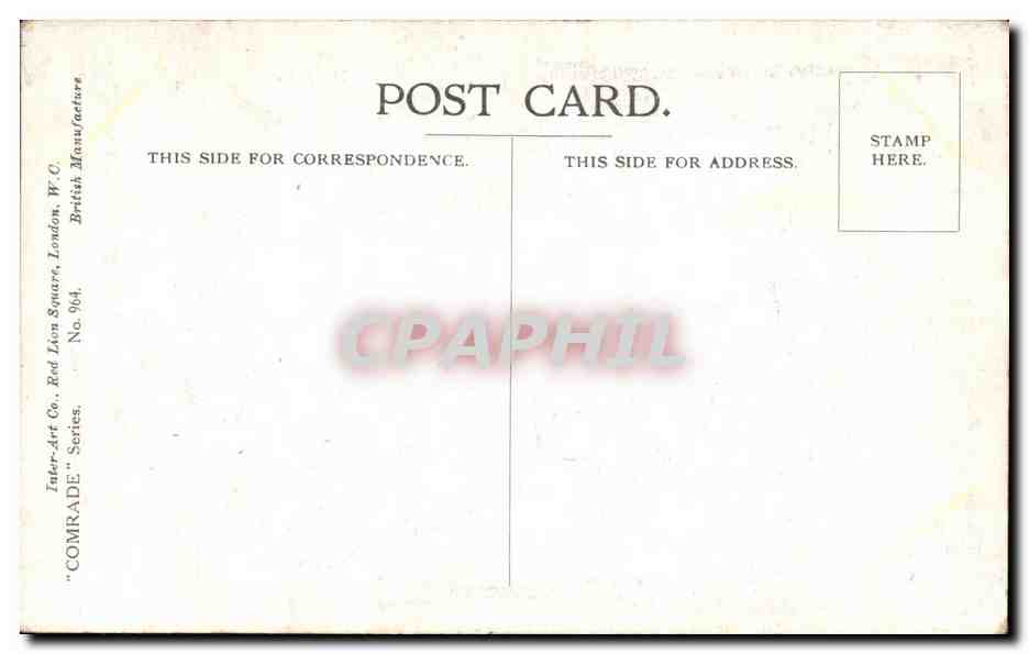 Deux enfants sous le drapeau belge — Fred's Spurgin — Inter-art Co. Red Lion Square, London, W.C. — Série 'COMRADE' No. 904 — Verso