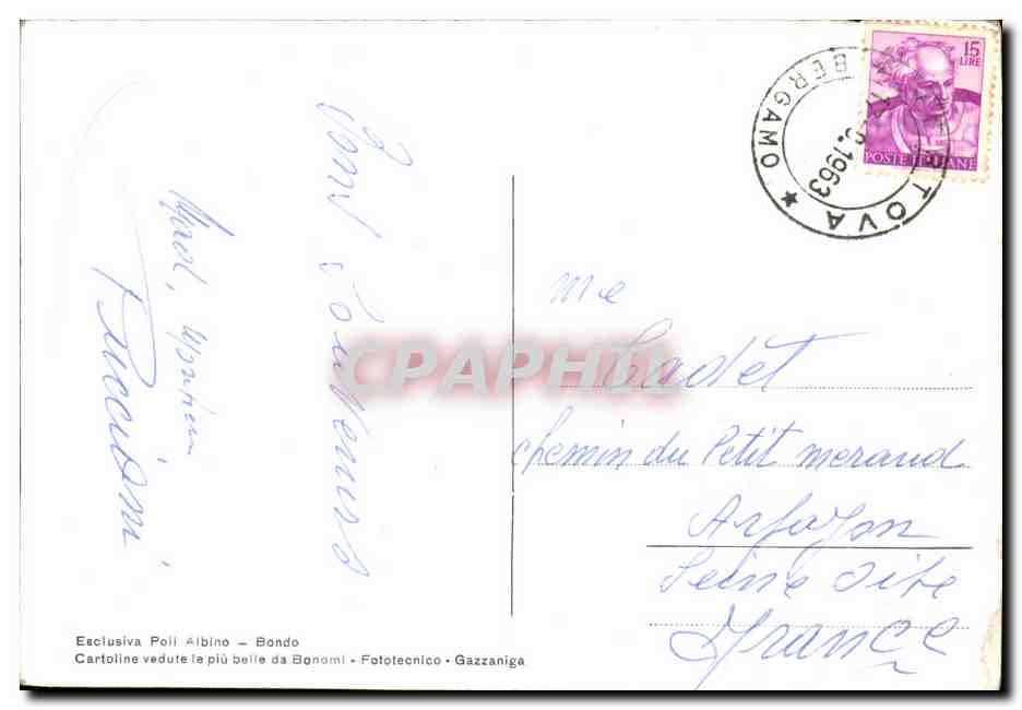 CPA Bondo Di Colzate Valle Seriana — Rückseite