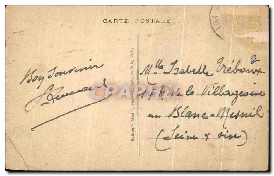 Les Gorges de la Stoule à Chouvinny — L'Auvergne Pittoresque — Édition Idéal, Vichy, n°2847 — Verso