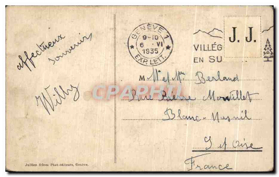 CPA Clarens Le Villas Dubochet Montreux Et Rochers De Naye — Rückseite