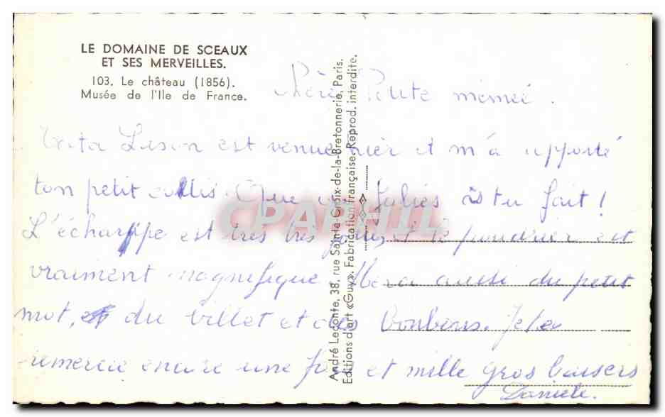 CPA Le Domaine De Sceaux Et Ses Merveilles Le Chateau Musee De l'lle De France — Rückseite