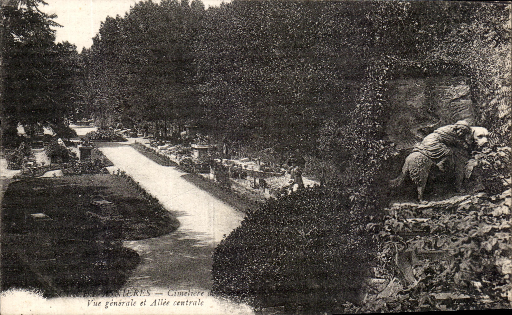 CPA Clichy Asnieres Cimetiere Vue Generale Et Allee Centrale Chiens 