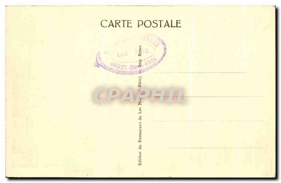 Col du Wettstein — Le cimetière des chasseurs — Édition du Restaurant du Lac Noir (Bas-Rhin) n°2281 — Verso