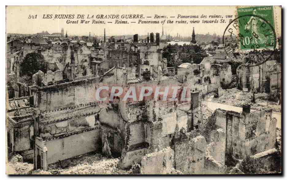 CPA Les Ruines De La Grande Guerre Reims Panorama Des Ruines Militaria