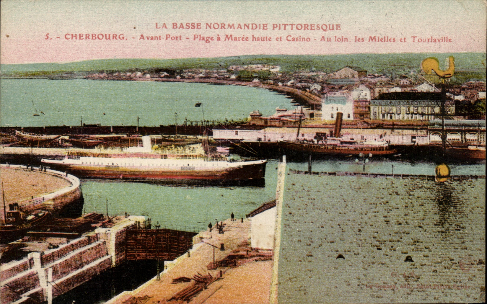 CPA La Basse Normandie Pittoresque Cherbourg Plage Maree et Casino Bateaux