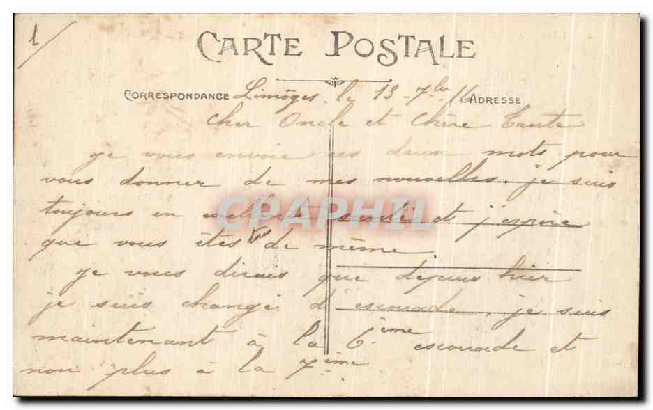 CPA Limoges Caserne du 21eme Chasseurs Militaria  — Rückseite