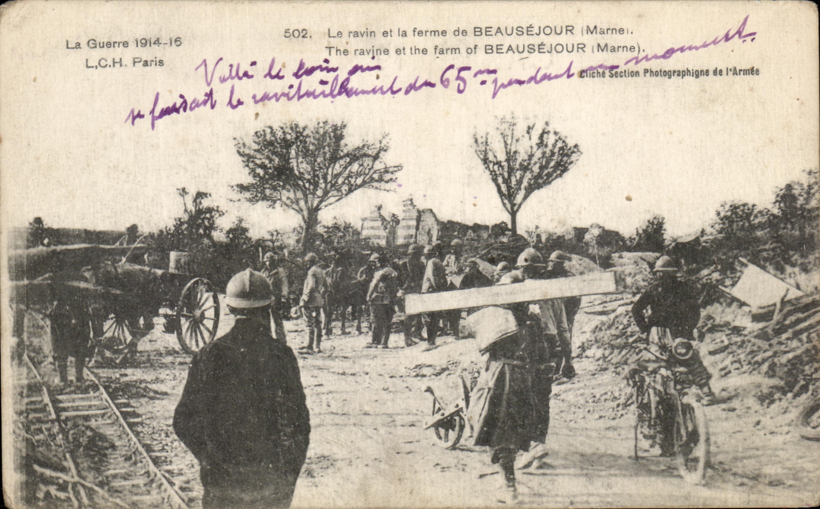 Le ravine et la ferme de BEAUSÉJOUR (Marne) — La Guerre 1914-16 — L.C.H. Paris, n°502