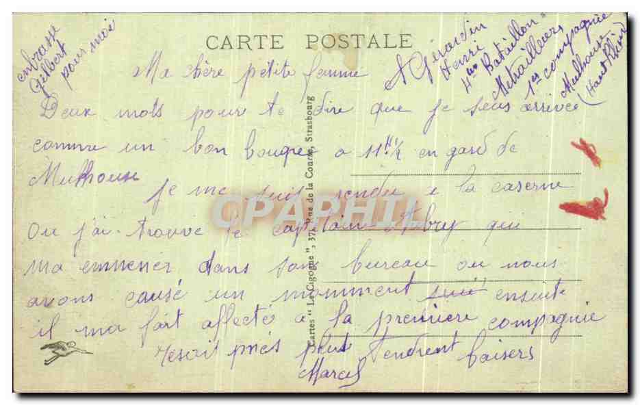 CPA Mulhouse Caisse d'Epargne Et Faubourg De Belfort Tramway — Rückseite