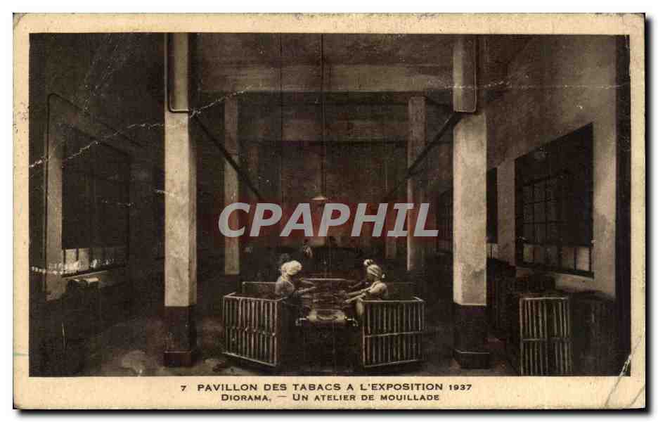 Atelier de mouillage au Pavillon des Tabacs à l'Exposition 1937 — Diorama — Éditeur : Cie des Arts