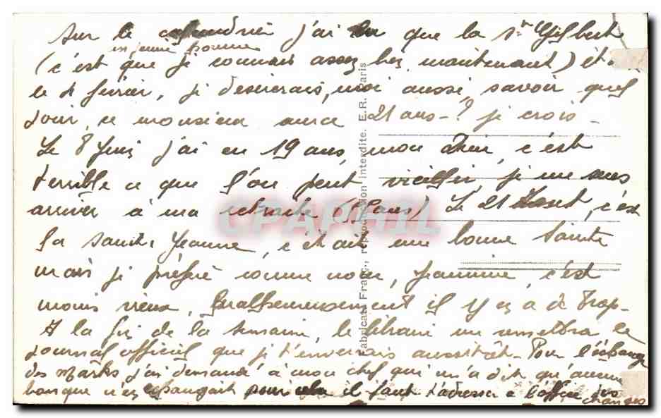 CPA Paris Le Madeleine — Verso