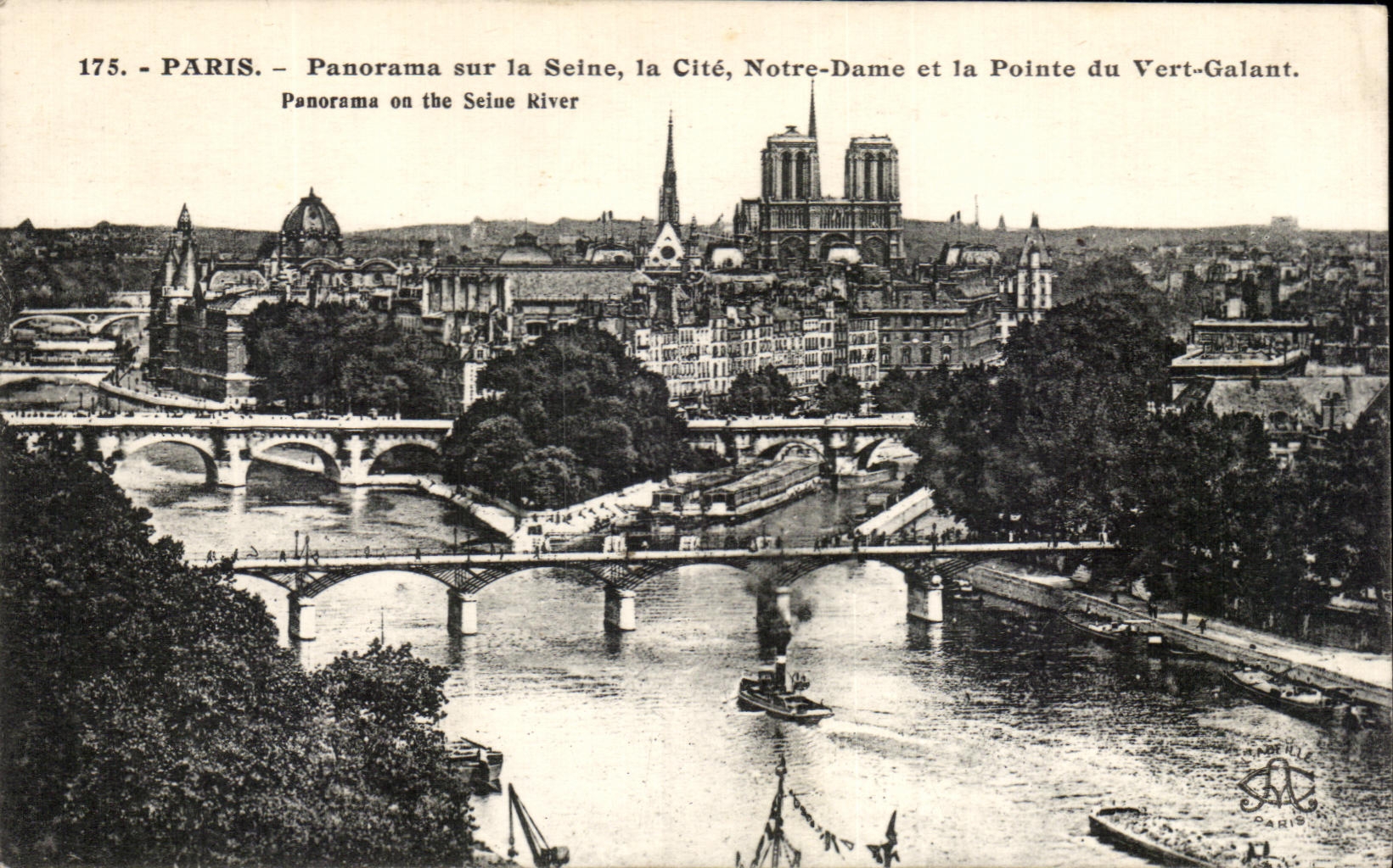 CPA Paris Panorama sur la Seine La Cite Notre Dame et la Pointe du Vert Galant 
