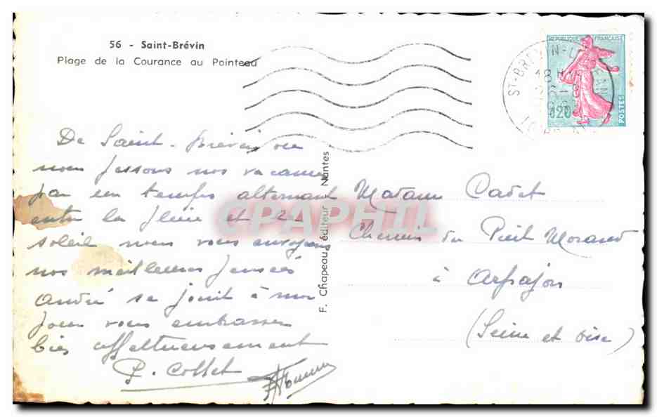 CPSM Saint Brevin Ploge de la Courance au Pointeau — Rückseite