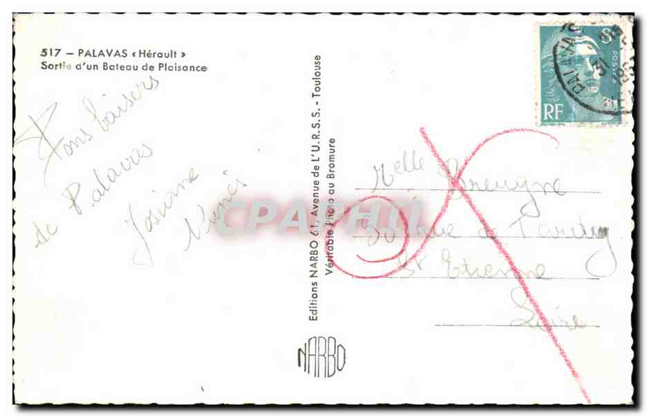 CPA Palavas sortie d'un bateau de plaisance — Verso