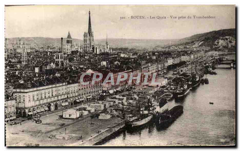 CPA Rouen Les Quais Vue Prise du Transbordeur Bateaux