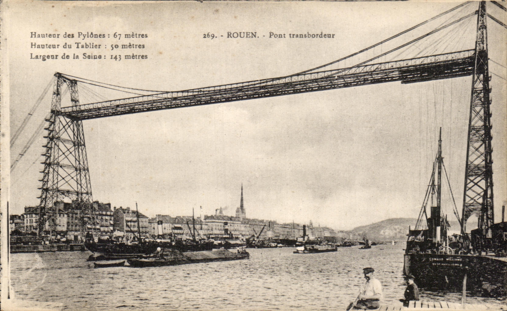 CPA Rouen Pont Transbordeur Bateaux 