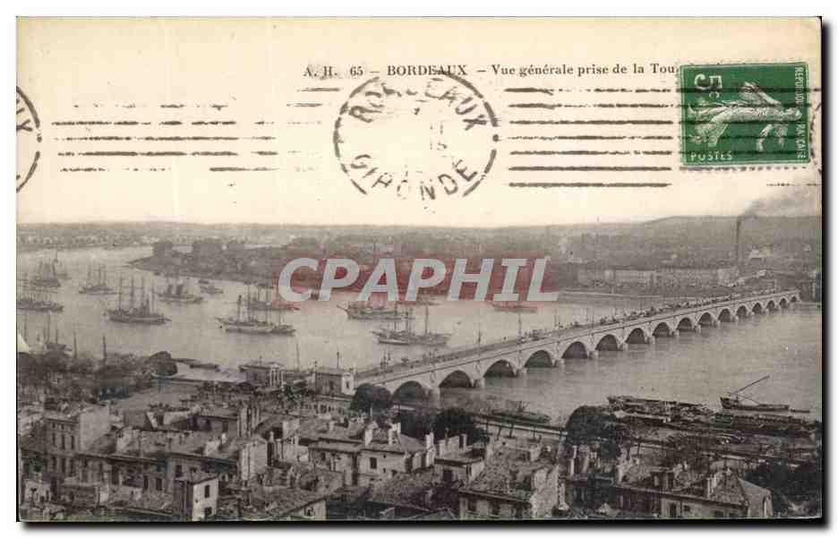CPA Bordeaux Vue generale prise de la Tour Bateaux